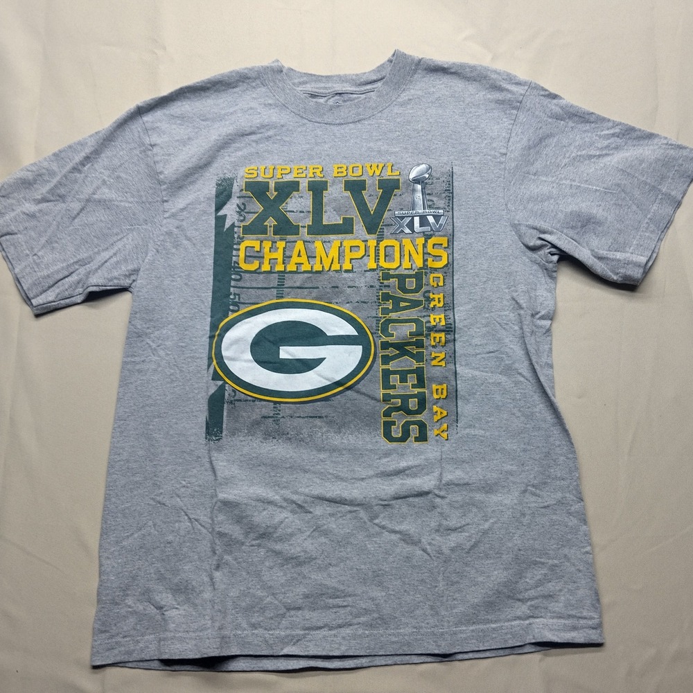 NFL Team Apparel Green Bay Packers Super Bowl XLV Champions T-Shirt Gray Large